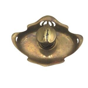 GES GESCH Metal Inkstand 6" long x 5" wide with White Ceramic Insert Inkwell